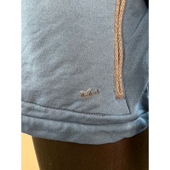 Woolrich Blue Long Sleeve Mock Neck Bur Basin Merino Wool Cardigan Sweater  L - Picture 4 of 9